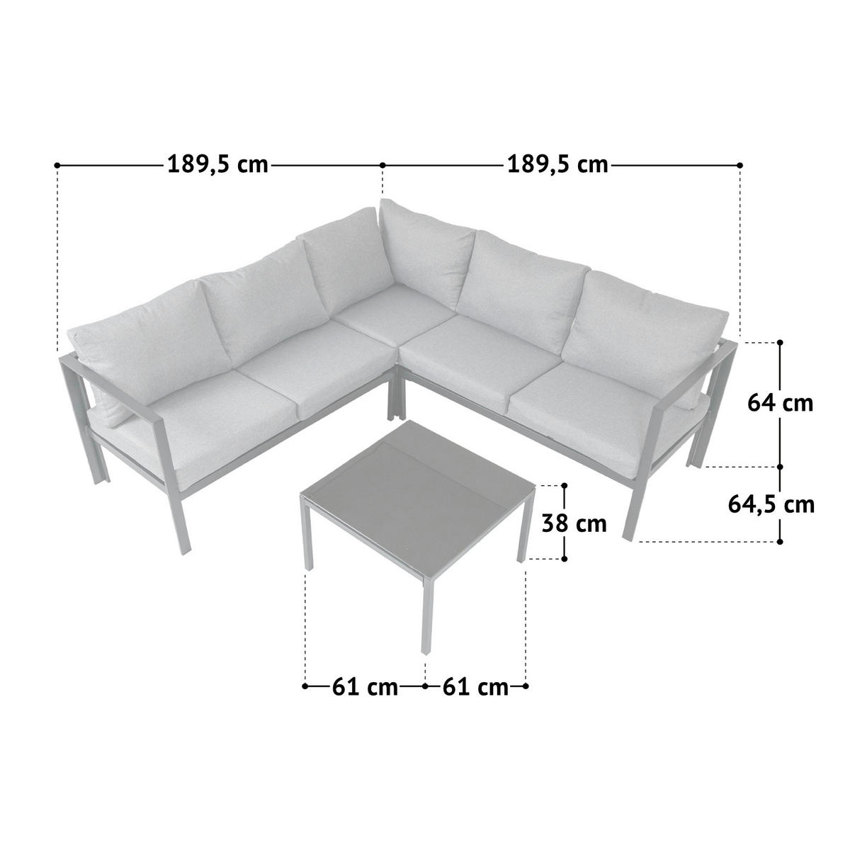 GARTENLOUNGE Missouri Schwarz / Grau - Schwarz/Grau, Metall - SVITA