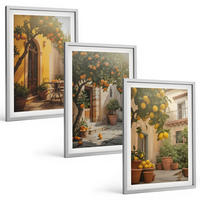 BILDER SET 3er Set - 40x60 cm Silberner Rahmen - Zitrustöpfe für sonnige Terrassen - Silberfarben, Kunststoff (40/60cm) - TULUP