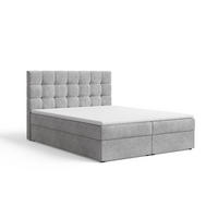 BOXBETT - Bett 05 OSLO - Aragon - 140x200 cm - mit Bettkasten und Komfort-Topper - Hellgrau, Holz (140/200cm) - ROYAL24_MARKT