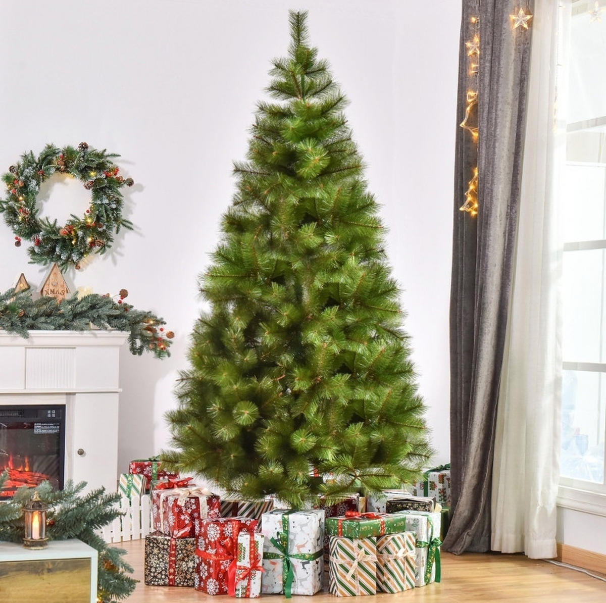 WEIHNACHTSBÄUME 90/90/210 cm grün aus Metall mit 505 Spitzen - Grün, Metall (210cm) - OKWISH