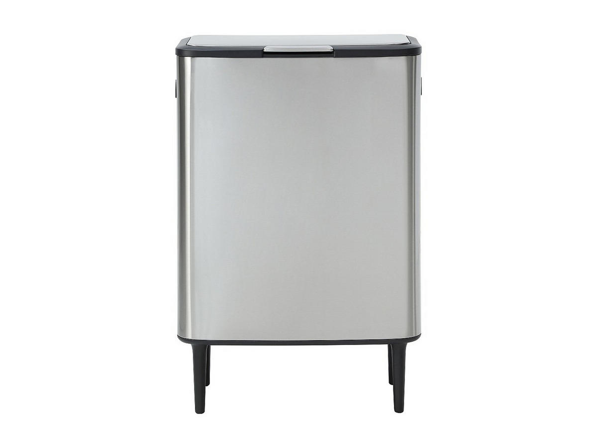 ANTI-FINGERABDRUCK-MÜLLTRENNSYSTEM auf Füßen – 60 L + 5 L – Edelstahl – 2 Behälter – DRAVIK - Silberfarben, Metall (53.4/80/32.4cm) - Vente-Unique