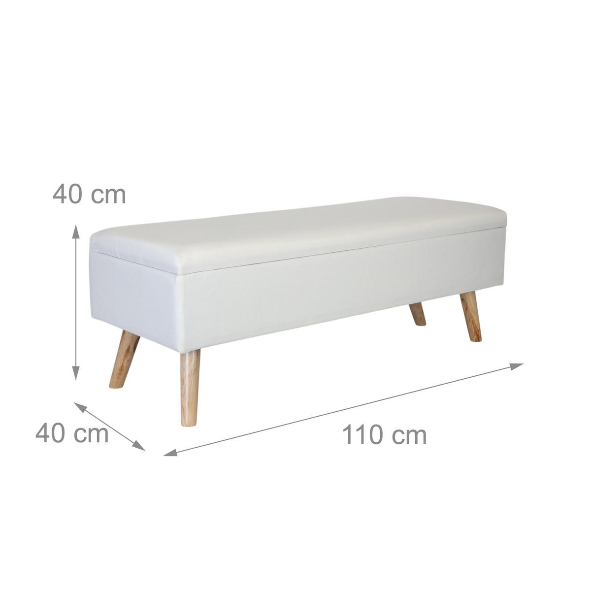 SITZBANK - Weiß, Holz/Holzwerkstoff (110/40/40cm) - Relaxdays