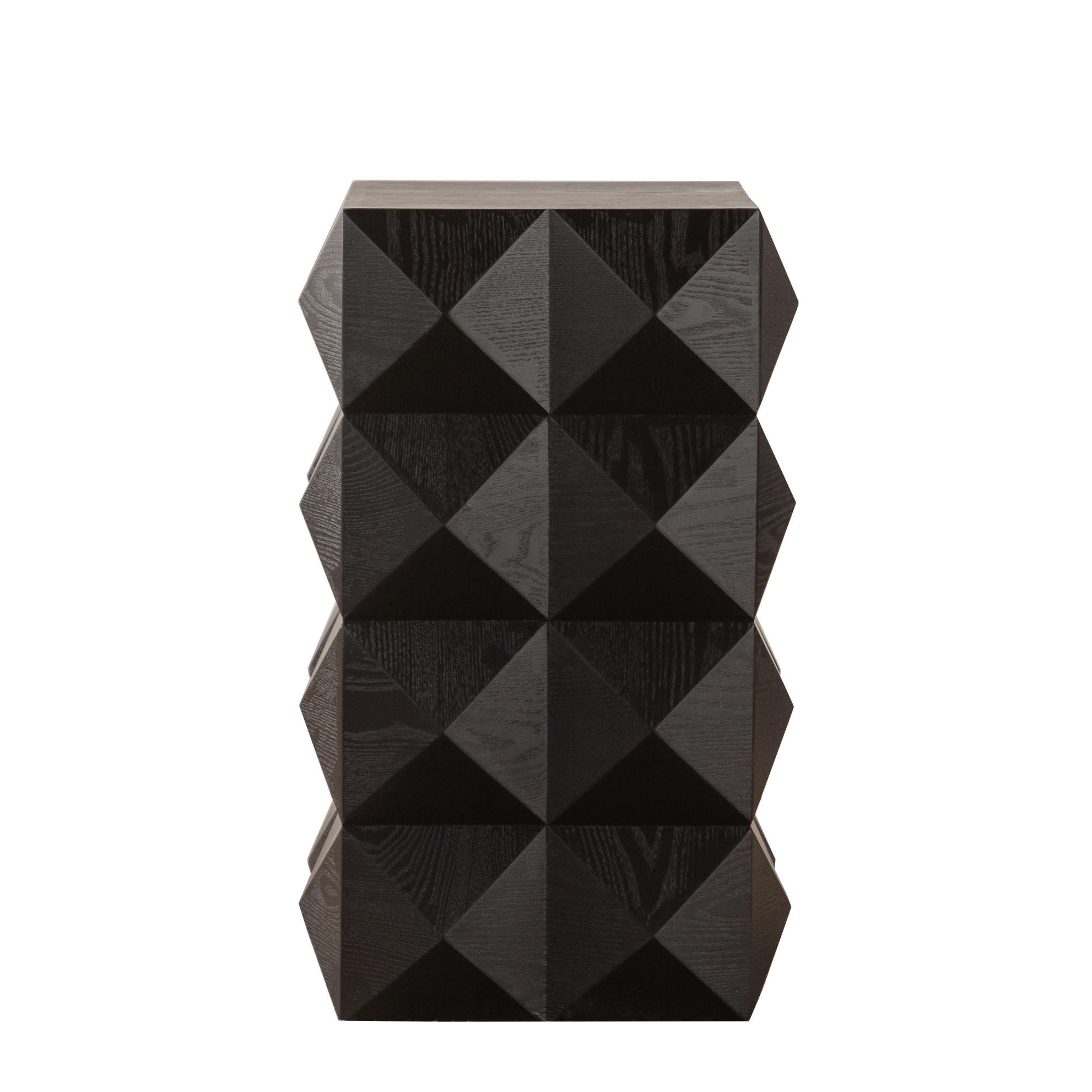 BEISTELLTISCH 37/37/60 cm Höhe mit Reliefstruktur und Retro-Design, Schwarz - Schwarz, Holzwerkstoff (37/37/60cm) - Redom