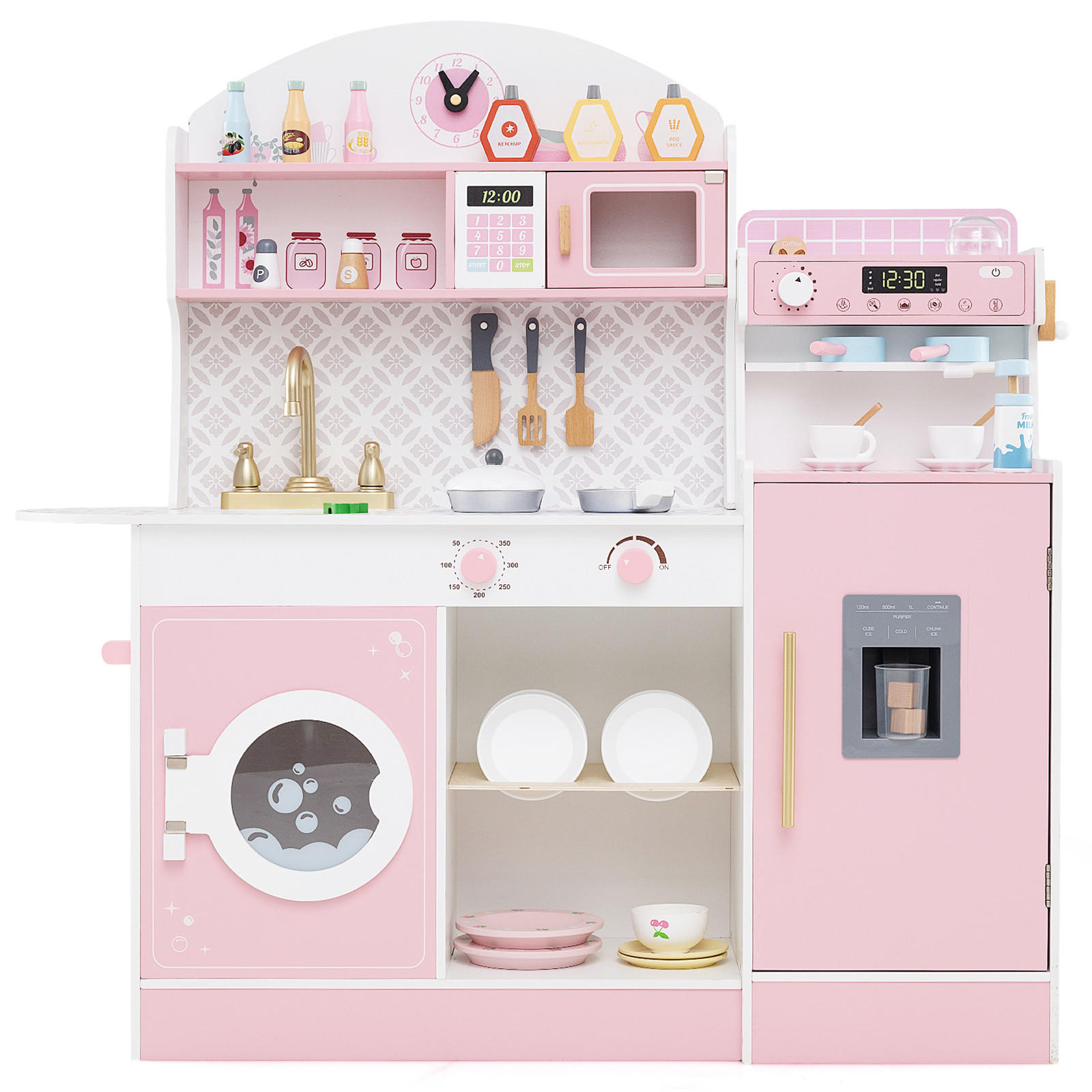 SPIELKÜCHE Rosa - Pink, Holzwerkstoff (106/105/30cm) - COSTWAY