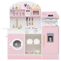 SPIELKÜCHE Rosa - Pink, Holzwerkstoff (106/105/30cm) - COSTWAY