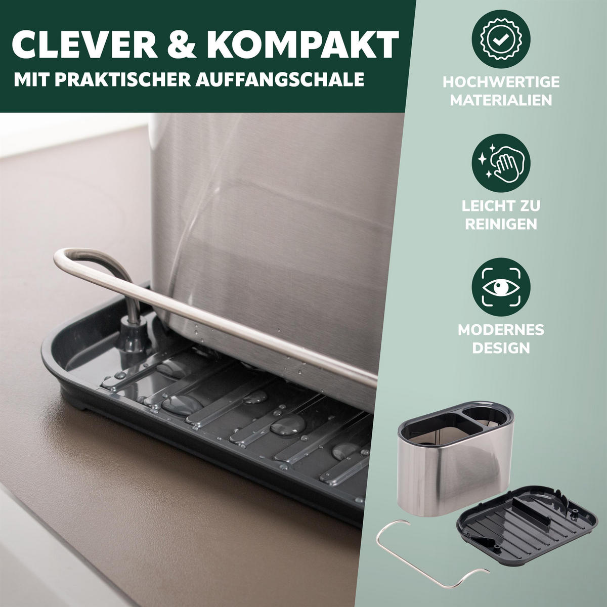 SPÜLBECKEN-ORGANIZER, silber, Edelstahl - Edelstahlfarben, Metall (18/12/13cm) - bremermann