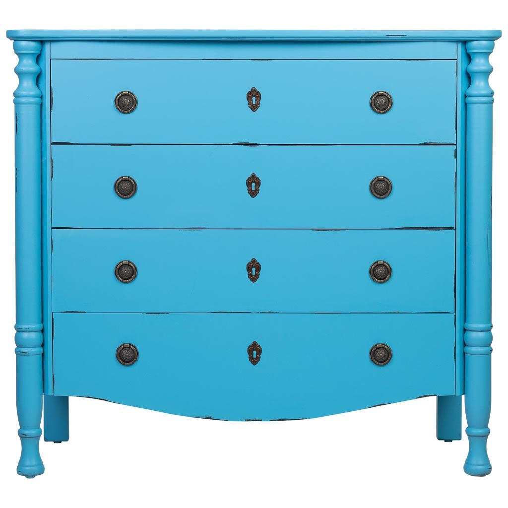 KOMMODE aus lackiertem Holz mit 4 Schubladen 100x40x90 cm - Blau, Holz (100/90/40cm) - Wanderlust