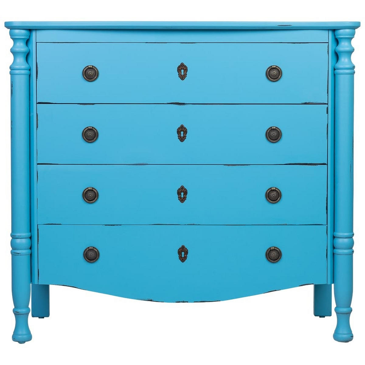 KOMMODE aus lackiertem Holz mit 4 Schubladen 100x40x90 cm - Blau, Holz (100/90/40cm) - Wanderlust