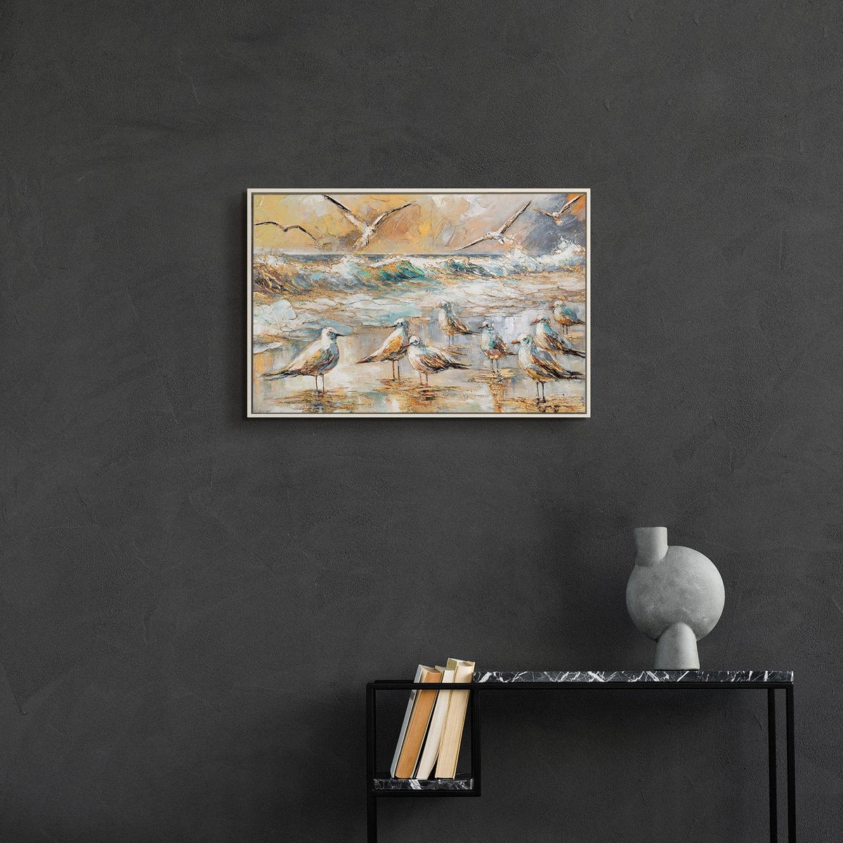 GEMÄLDE Harmonien der Küste Schattenfugenrahmen Weiß 60x40 cm - Weiß, Holz (60/40cm) - YS-art gallery