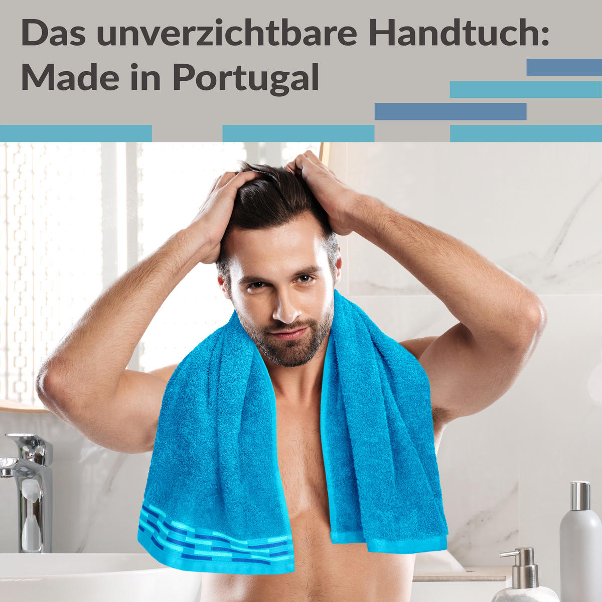 HANDTUCH Lugano Aquamarin 2er 50x100 cm - Blau, Textil (50/100cm) - Lashuma