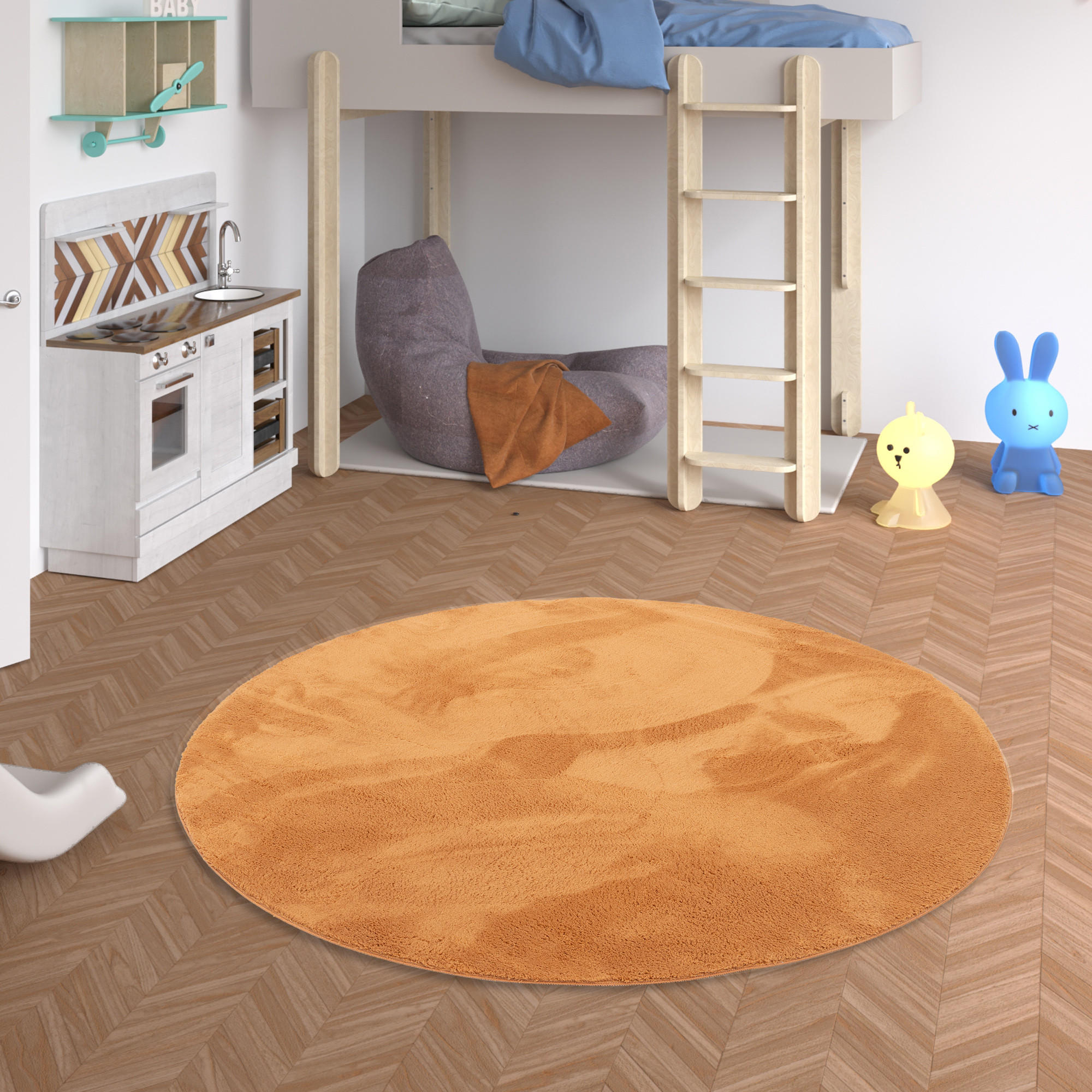 KINDER SUPER SOFT FELLTEPPICH PEARL KIDS RUND - Terra cotta, Textil (160/160cm) - Pergamon