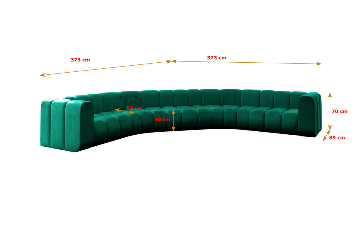 WOHNLANDSCHAFT modulares Sofa Lazro-U1 - 373x373x70 cm Grün - Dunkelgrün, Holzwerkstoff/Textil (373/70/373cm) - ALTDECOR