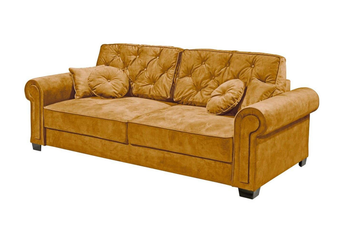 2-SITZER mit Schlaffunktion und Bettkasten - Rostfarben/Goldfarben, Holz/Kunststoff (252/102/115cm) - ed exciting design