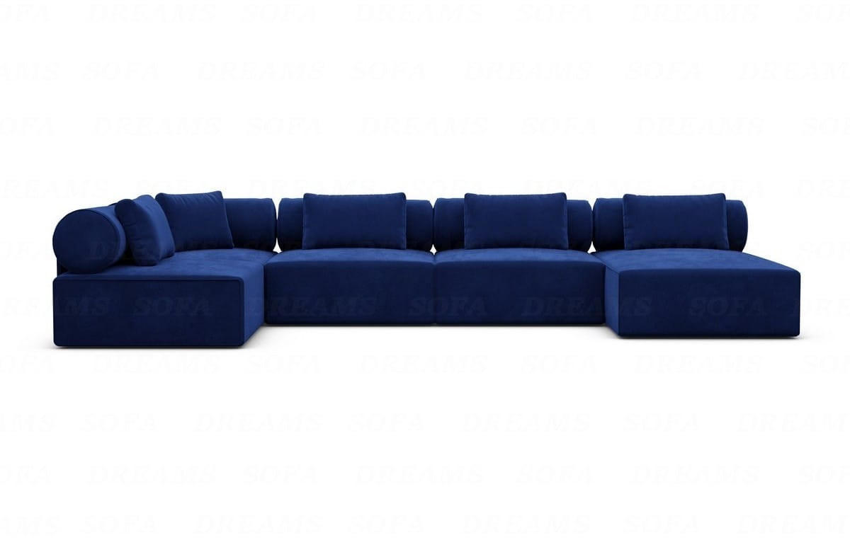 WOHNLANDSCHAFT Cipriani Dunkelblau Samtstoff - Dunkelblau, Kunststoff (400/77/200cm)