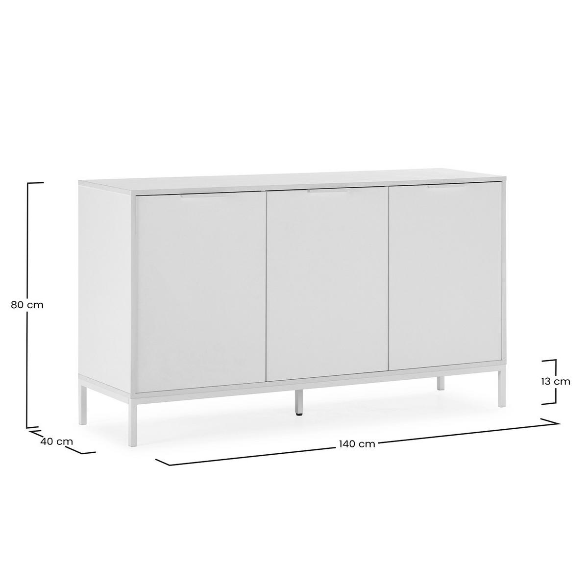 SIDEBOARD Auri 3 türen Weiß - Weiß, Holzwerkstoff (140/80/40cm)