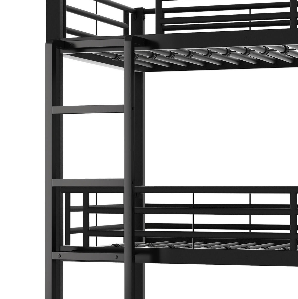 ETAGENBETT 90/200 cm aus Metall in Schwarz – Dreifachbett mit Leiter - Schwarz, Metall (90/200cm) - BEAOK