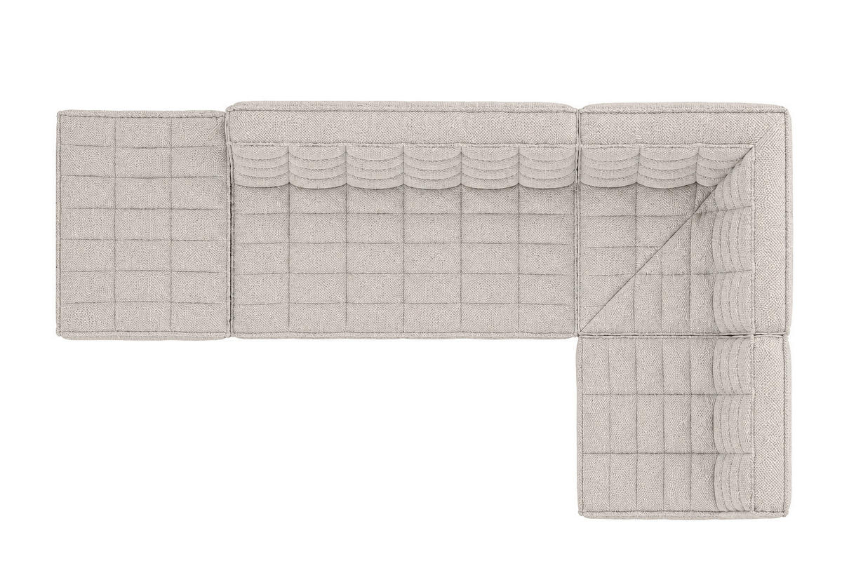 ROHOVÁ SEDAČKA modulární ve tvaru L s taburetem, plyšová tkanina Pop, Béžová, Pravá strana, LAZY L s taburetem - béžová, dřevo (333/173cm) - Kaiser Möbel