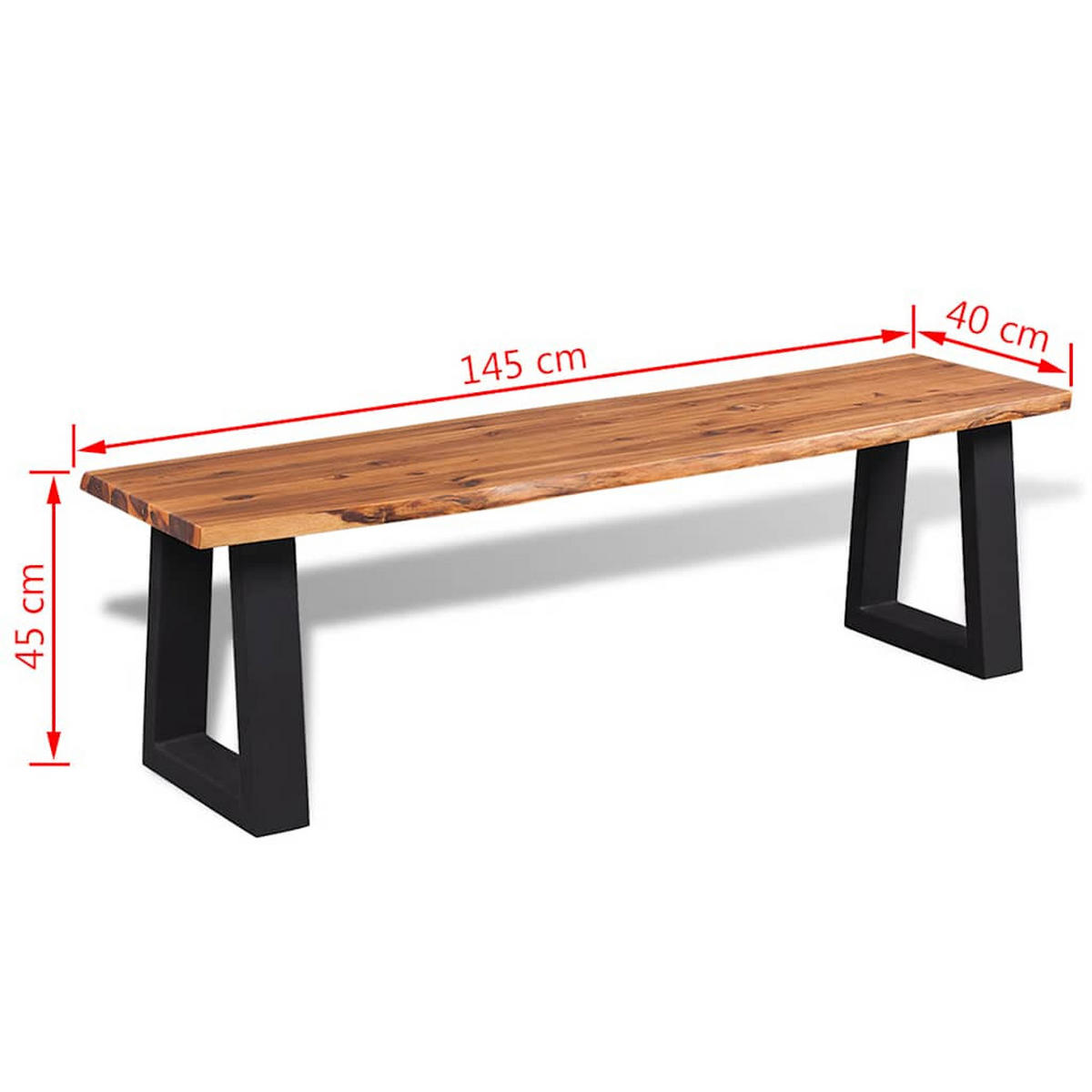 SITZBANK Akazienholz Massiv 145 Cm - Braun, Holz (145/45/40cm) - vidaXL