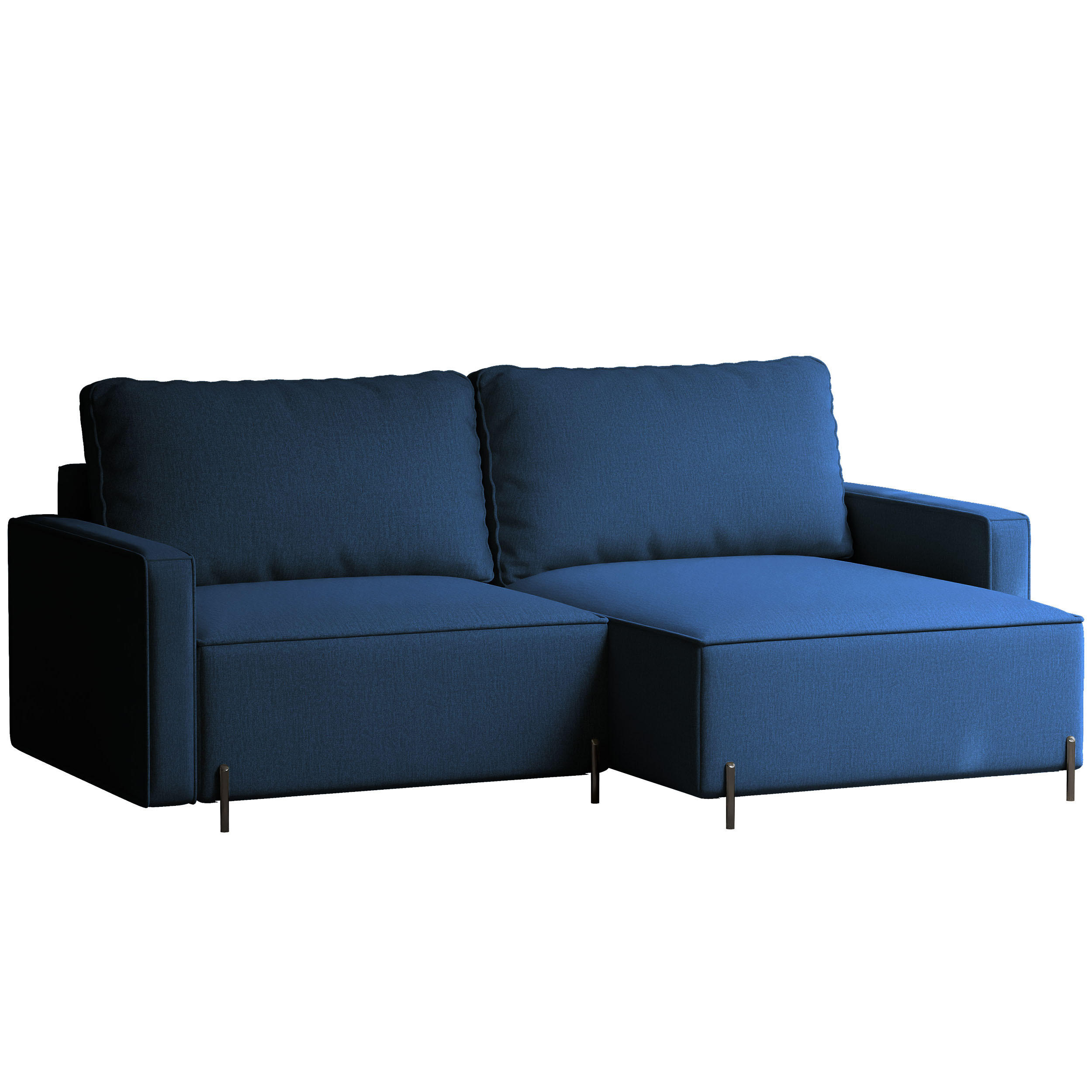 ECKSOFA LEO Rechts, mit Schlaffunktion und Bettkasten, Marineblau - Dunkelblau, Textil/Metall (229/148cm) - Idohome