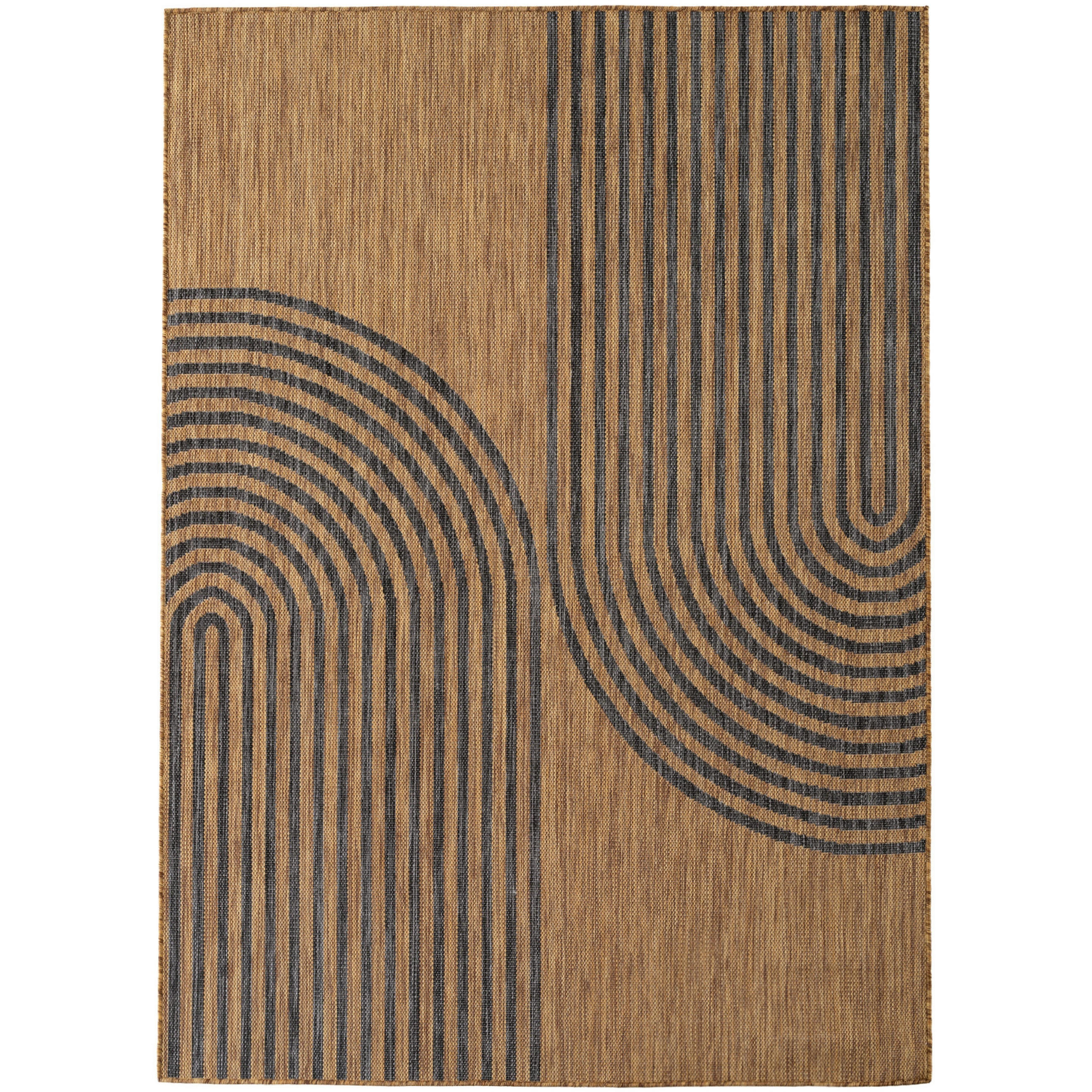 TEPPICH Flachgewebe, Outdoor, Fußbodenheizung-geeignet, mit Bogenmuster, VIGOLENO in Braun-Schwarz, 160 x 220 cm - Braun, Textil (160/220cm) - KADIMA DESIGN