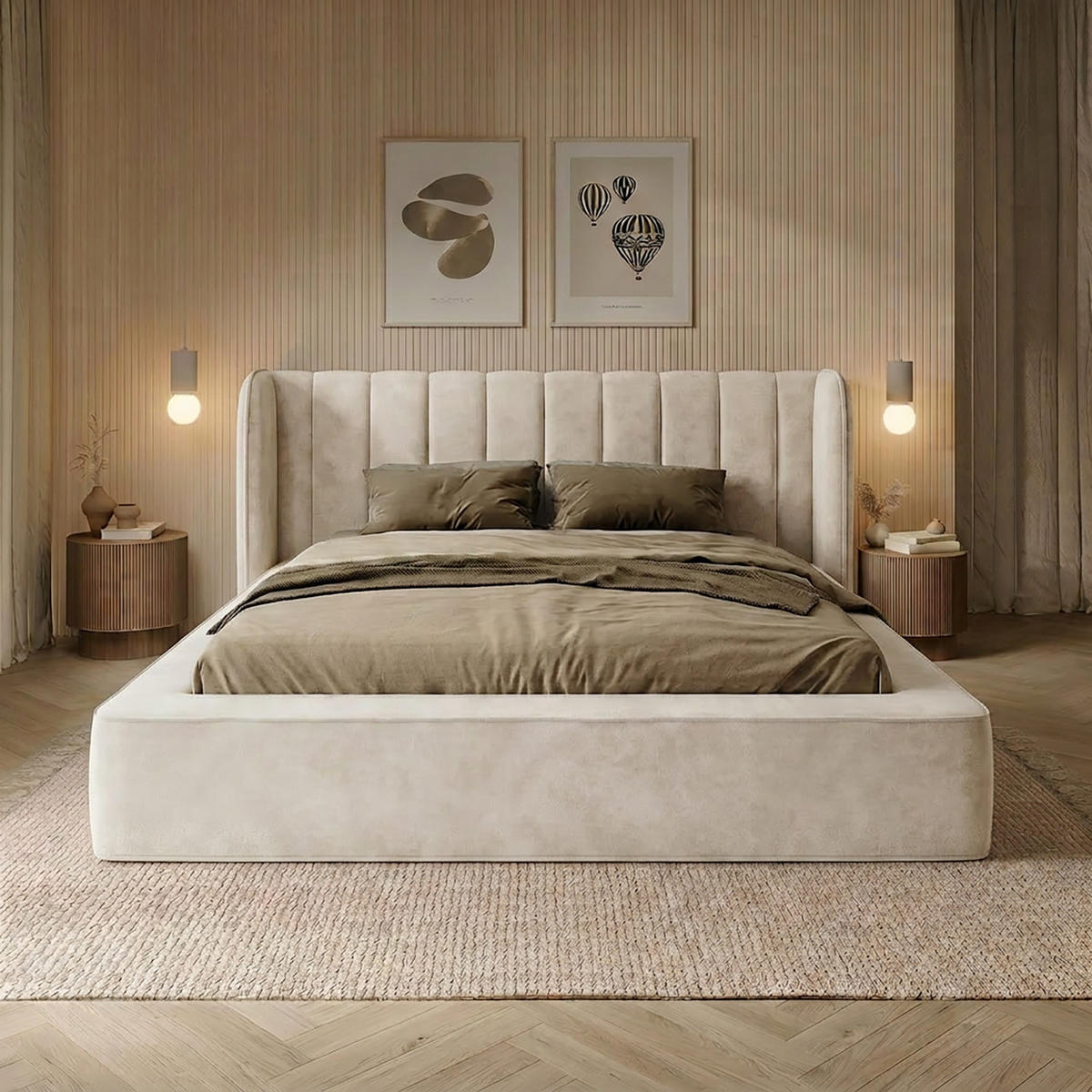 POLSTERBETT GONDO 200x200 cm, Weiß - Weiß, Textil (200/200cm) - Fedve