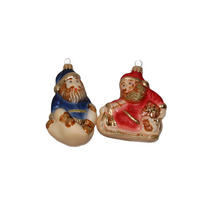 CHRISTBAUMSCHMUCK Weihnachtsmann-Set Country Mehrfarbig 8cm (Glas / 2 Stk.) - Multicolor, Glas (3/8/5cm) - Krebs Glas Lauscha