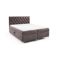 BOXBETT mit Stauraum und Topper Hellbraun 120x200 cm - Hellbraun, Textil (120/200cm) - Home Collective
