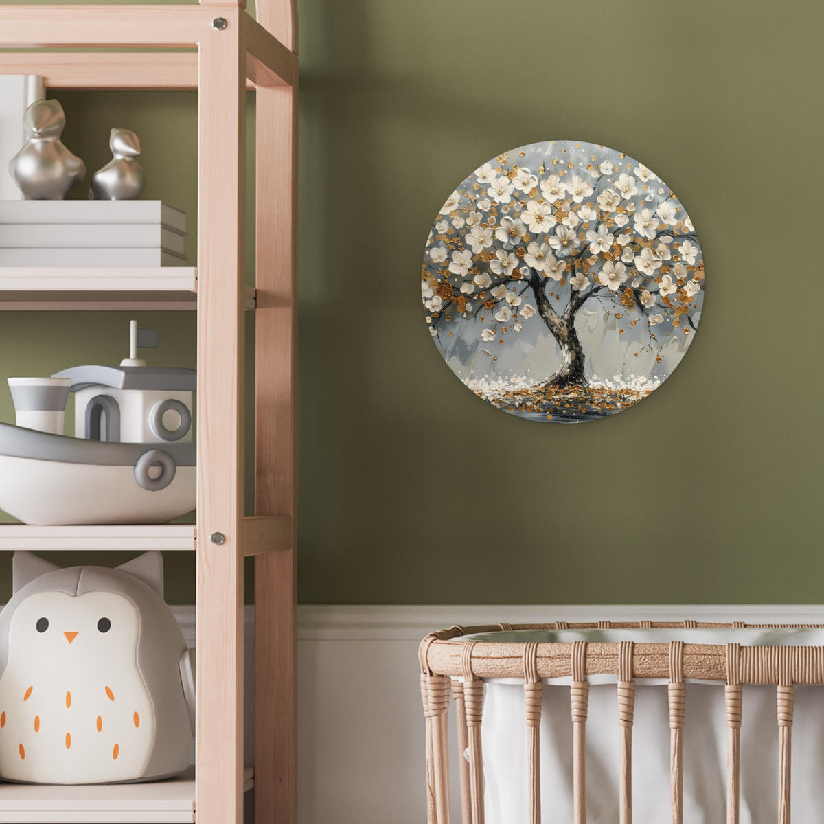 WANDBILD Baum - Gold - Blumen - Abstrakt - Kunst 30x30 cm - Goldfarben, Kunststoff (30/30cm) - MuchoWow