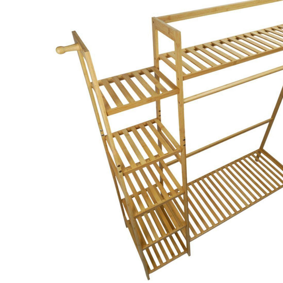 BAMBUSREGAL Bambus Naturfarben mit Seitenregal 140 x 130 x 40 cm - Naturfarben, Holz (130/140/40cm) - Begryf