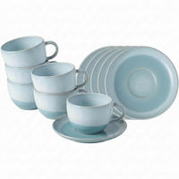 KAFFEETASSEN MIT UNTERTASSEN Perlemor Aqua blau 190 ml 6er Set - Blau, Keramik (16/9.5/16cm) - like.Villeroy & Boch