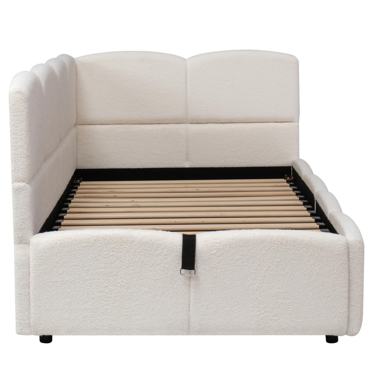 POLSTERBETT 90/200 cm beige aus Bouclé mit Stauraum und USB - Beige, Holzwerkstoff (90/200cm) - OKWISH