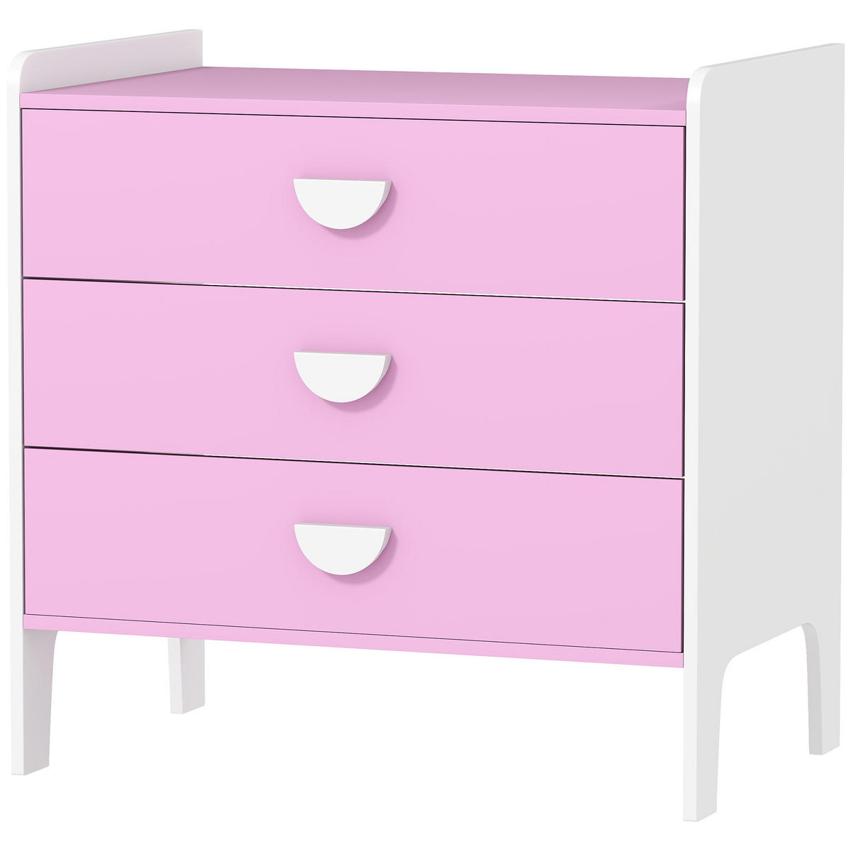 KOMMODE DE-09560 3 Schubladen Rosa - Pink, Holzwerkstoff (60/60/40cm) - ComfortXL
