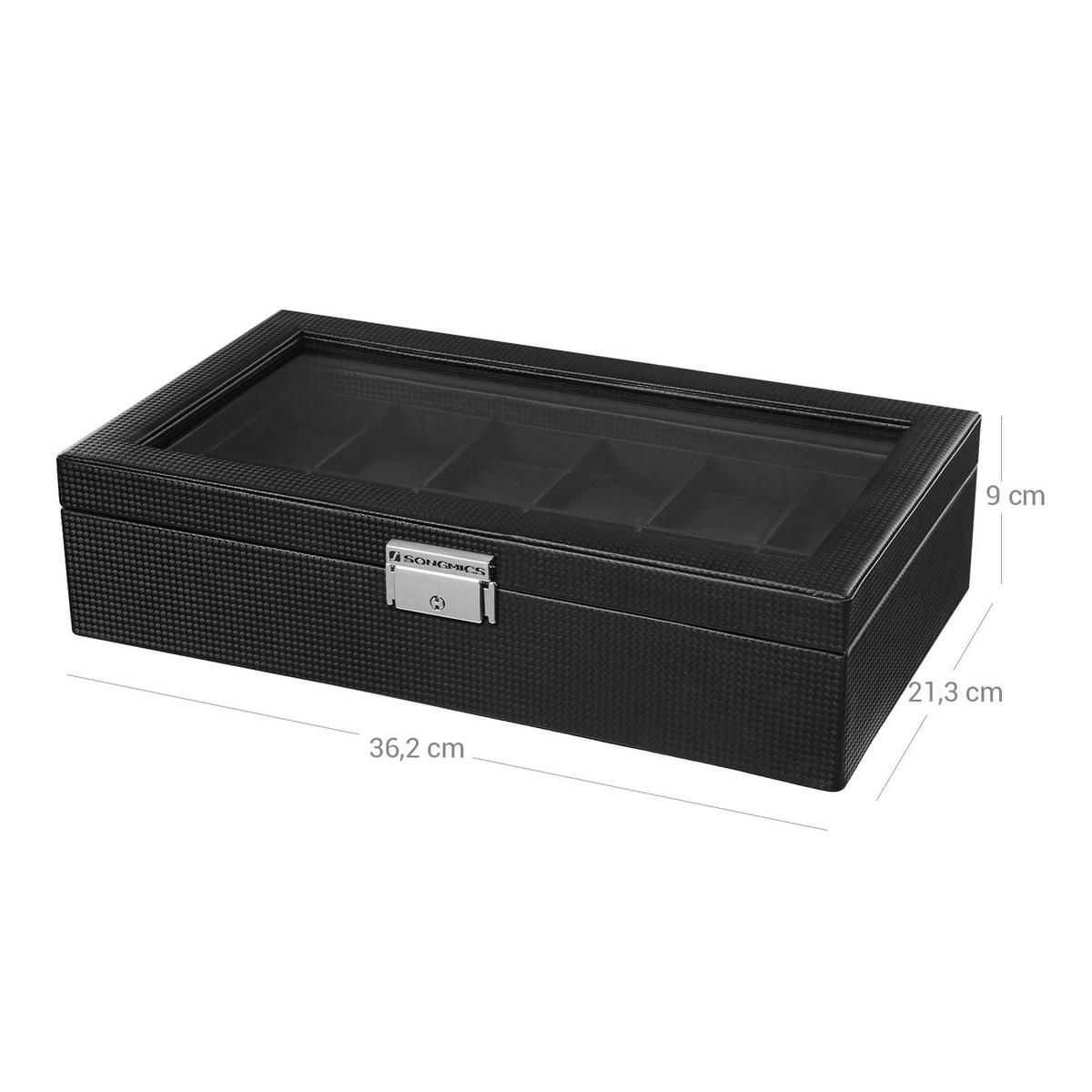 UHRENBOX FÜR 12 UHREN MIT BEZUG - Schwarz, Holzwerkstoff (9/36.2cm) - Hansiro