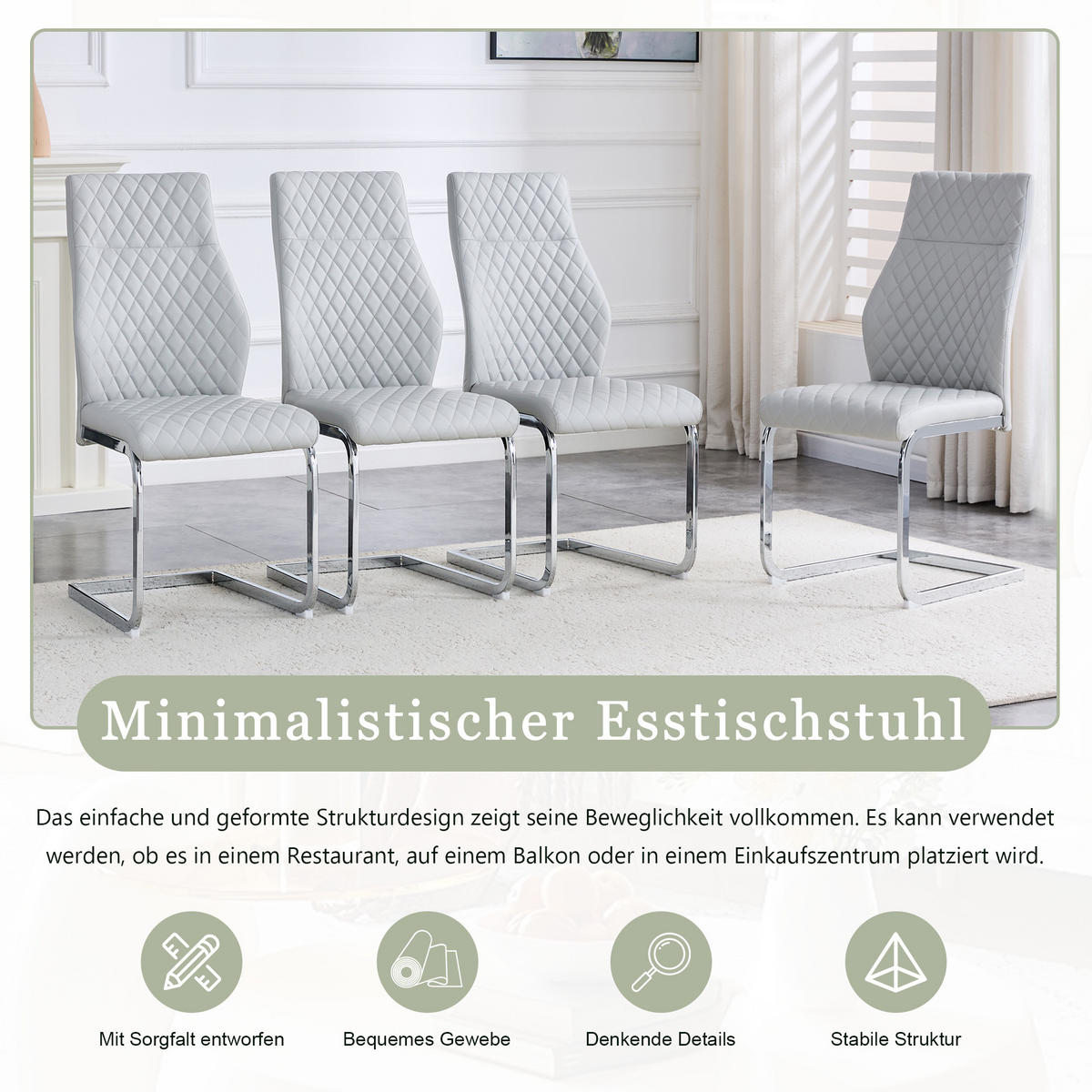 SCHWINGSTUHL DE-36563 2er-Set mit PU-Bezug und Metallrahmen Hellgrau - Hellgrau, Metall (63/100/43cm) - ComfortXL
