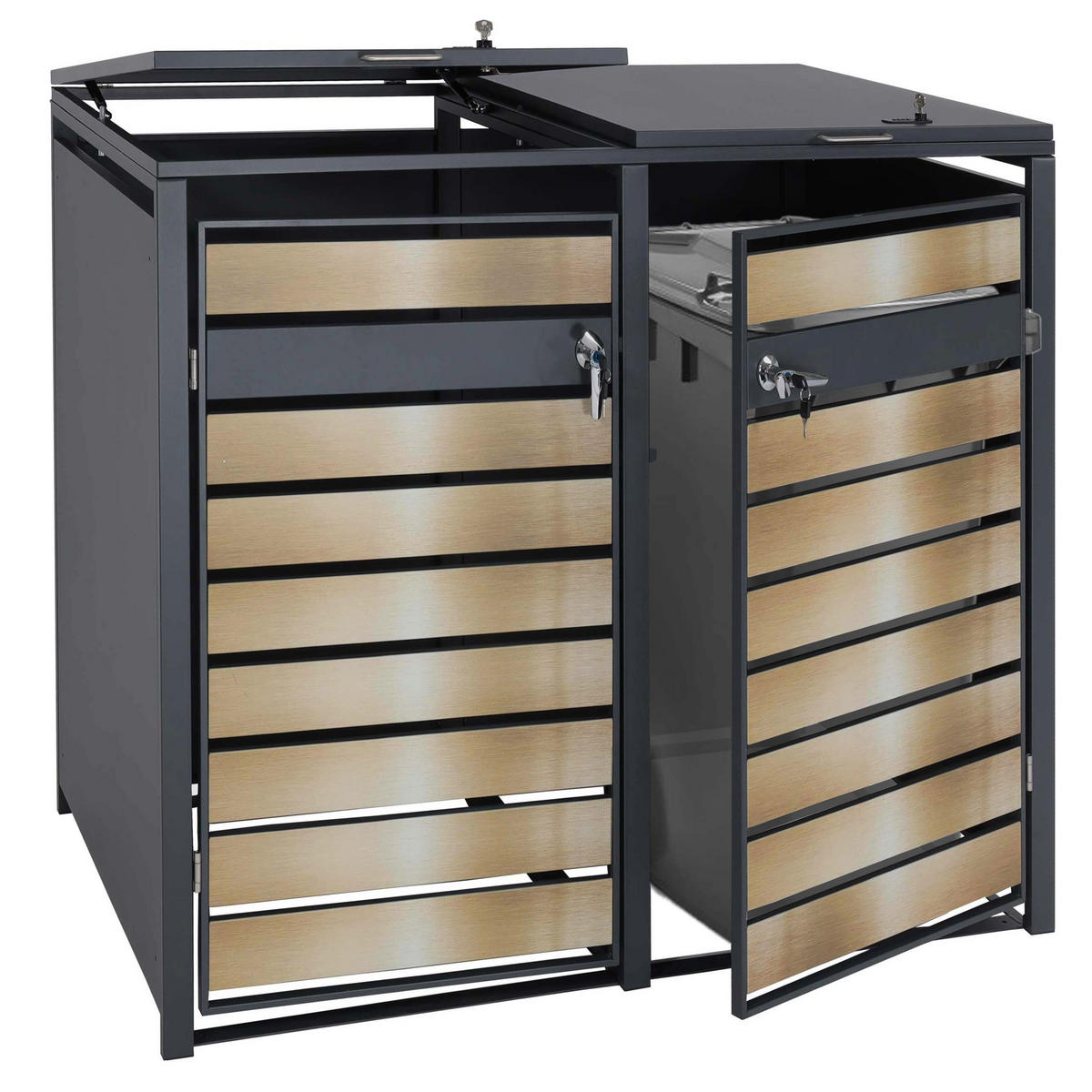 2ER MÜLLTONNENVERKLEIDUNG rechteckig Gold - Goldfarben, Metall (132/117/80cm) - MCW