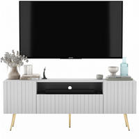 TV-SCHRANK Elpis2 Weiß Matt mit goldenen Metallbeine Glamour 150 cm - Goldfarben/Weiß, Holzwerkstoff/Metall (150/60.5/36.5cm) - Meble Lindner