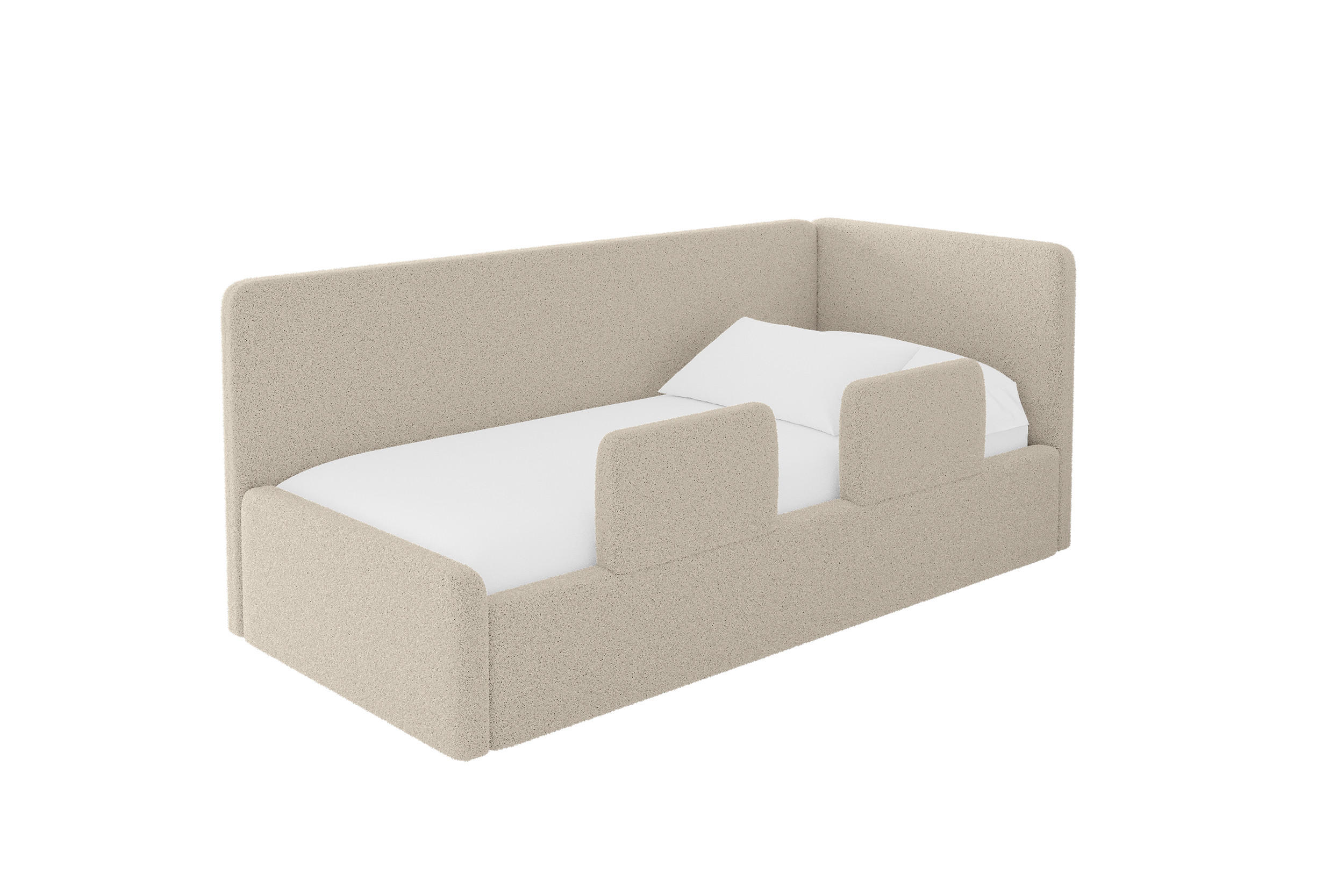 EINZELLBETT Jugendbett mit Bettkasten und Matratze H3/H4, Links - NORY 90x200 Dunkelbeige - Cappuccino, Holzwerkstoff/Textil (90/200cm) - ALTDECOR