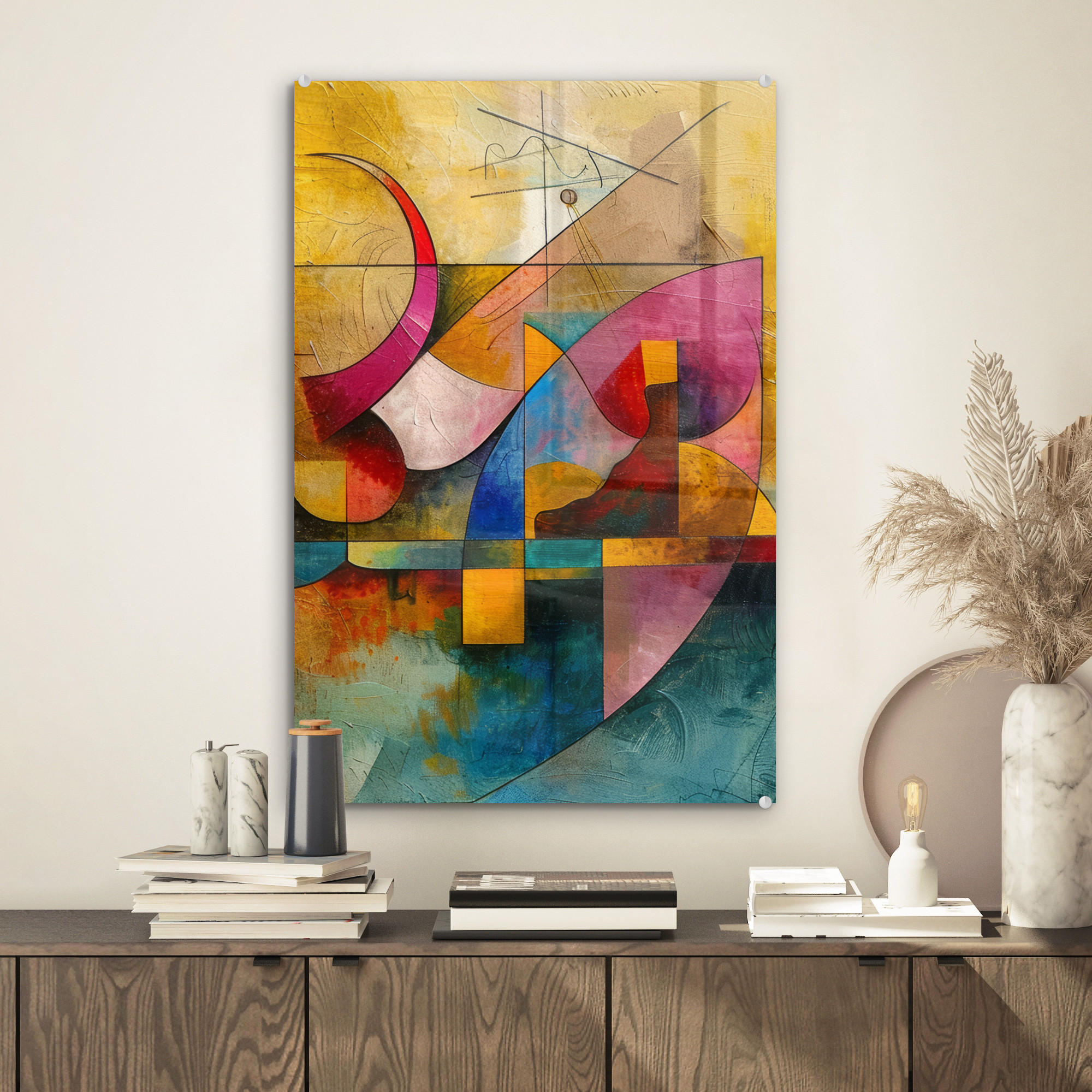 ACRYLGLASBILD Kunst - Abstrakt - Modern 40x60 cm - Gelb, Glas (40/60cm) - MuchoWow