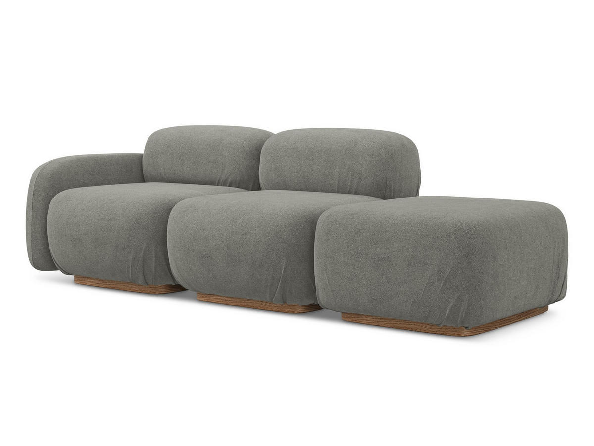 3-SITZER SOFA Rechts Bouclé Stoff Beige - Greige/Beige, Holz/Textil (258/73/95cm) - Makamii