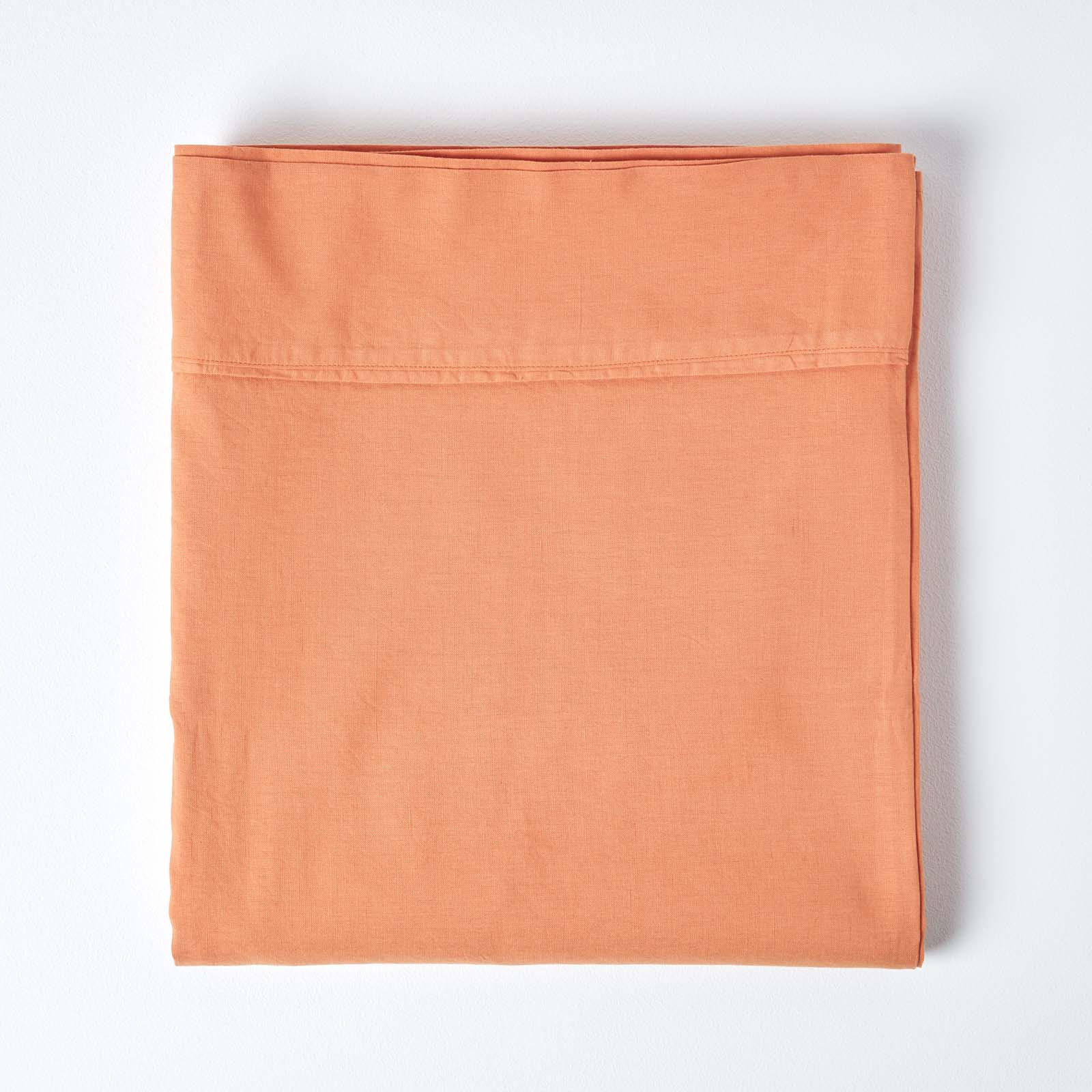 LEINEN-BETTLAKEN ohne Gummizug aus 60% Leinen & 40% Baumwolle - Orange, Textil (240/300cm) - Homescapes