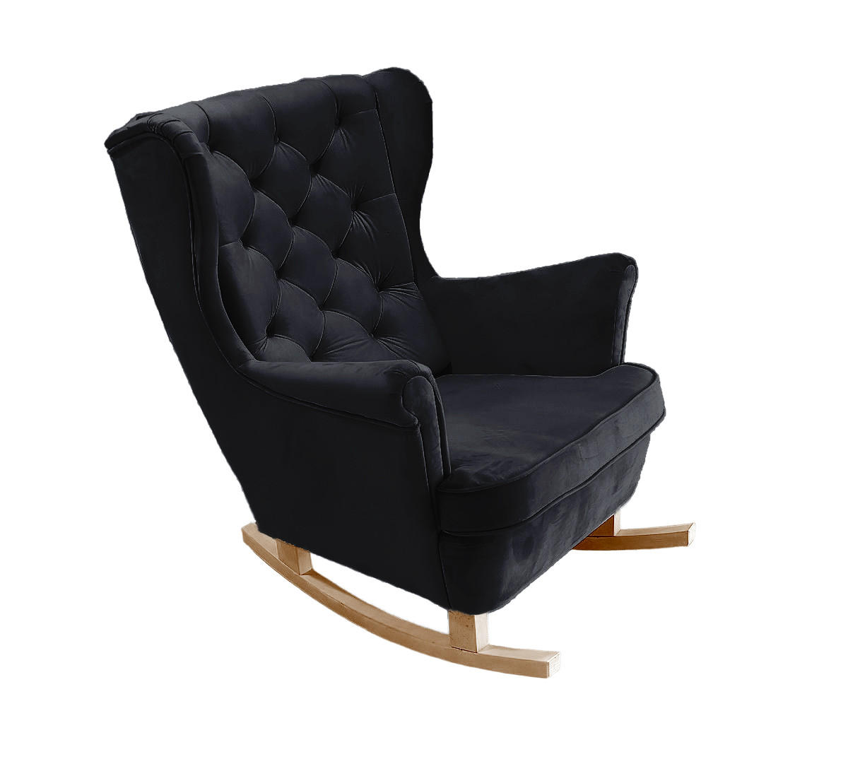 SCHAUKELSESSEL mit gepolstertem Sitz und Armlehnen, 102x81x95 cm, Schwarz_29862 - Anthrazit/Buchefarben, Holz/Textil (81/102/95cm) - DomoHome