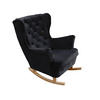 SCHAUKELSESSEL mit gepolstertem Sitz und Armlehnen, 102x81x95 cm, Schwarz_29862 - Anthrazit/Buchefarben, Holz/Textil (81/102/95cm) - DomoHome