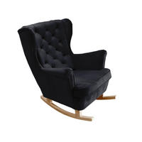 SCHAUKELSESSEL mit gepolstertem Sitz und Armlehnen, 102x81x95 cm, Schwarz_29862 - Anthrazit/Buchefarben, Holz/Textil (81/102/95cm) - DomoHome