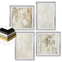 WANDBILDER 4er Set - 50x50 cm & 40x60 cm Silberner Rahmen - Helles Strukturfarbendesign - Silberfarben, Kunststoff (50/50cm) - ArtPrintCave