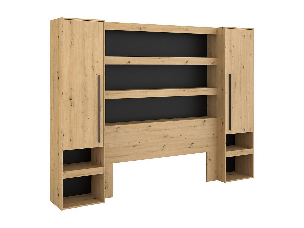 BETTBRÜCKE - 2 Personen - Holz, Platte - Schwarz, Naturfarben Hell - - Schwarz/Naturfarben, Holz (160/190cm) - Vente-Unique