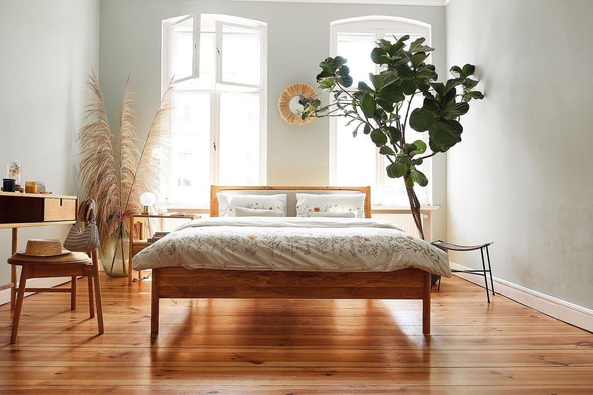 BETT MIT POLSTERKOPFTEIL INA 120x210 Wildeiche - Eiche Bianco, Holz (120/210cm) - byoak