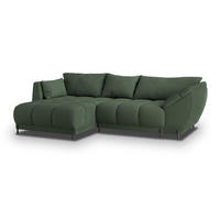 ECKSOFA VESTANO L-S Grün Boucle-Stoff mit Schlaffunktion - Grün, Holz (287/182cm) - MASSENO