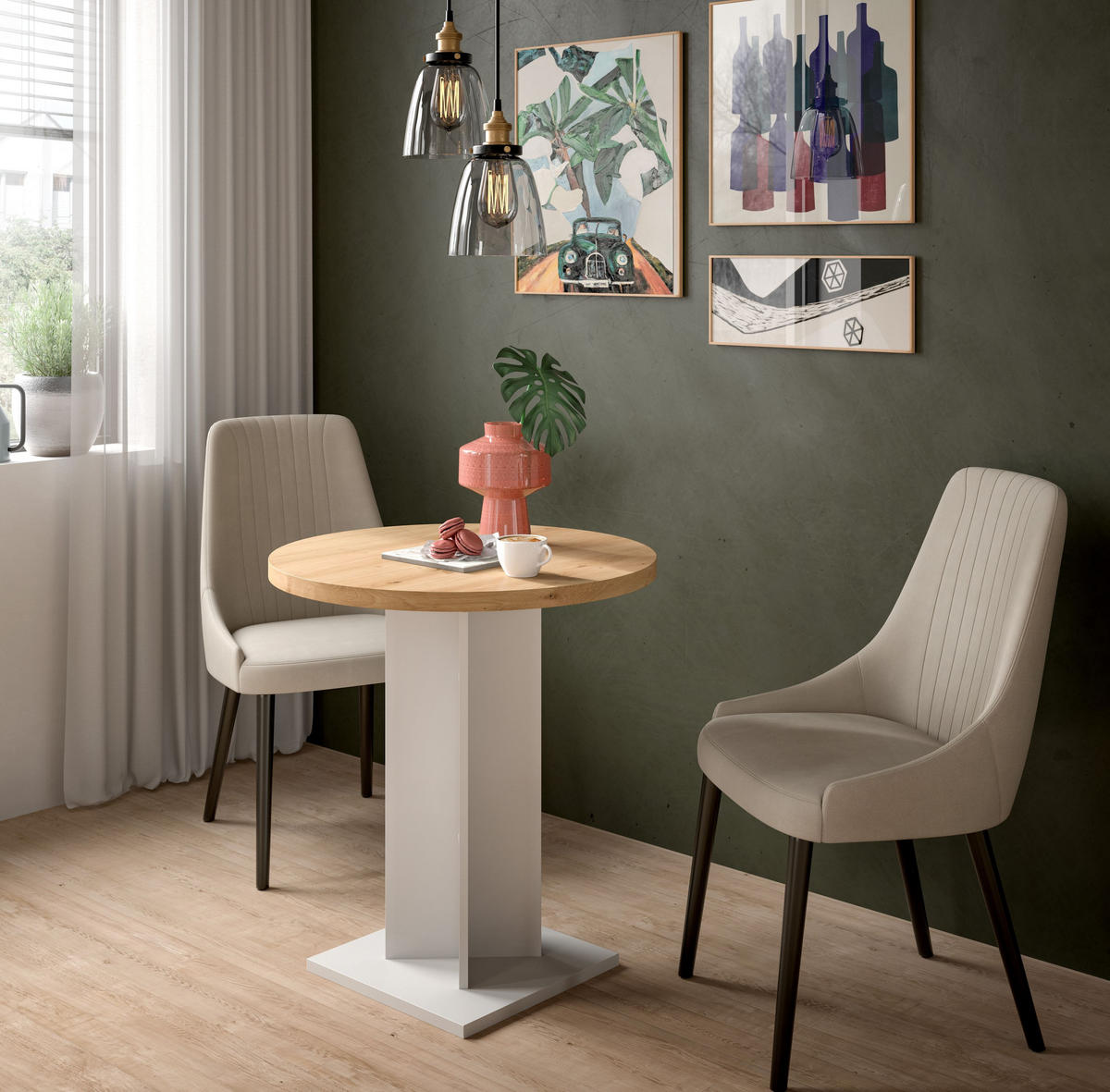 ESSTISCH GUSTAV (B/H/T: ca. 70/76/70 cm) in weiß/Artisan Eiche Nachbildung - Weiß, Holzwerkstoff (70/70/76cm)