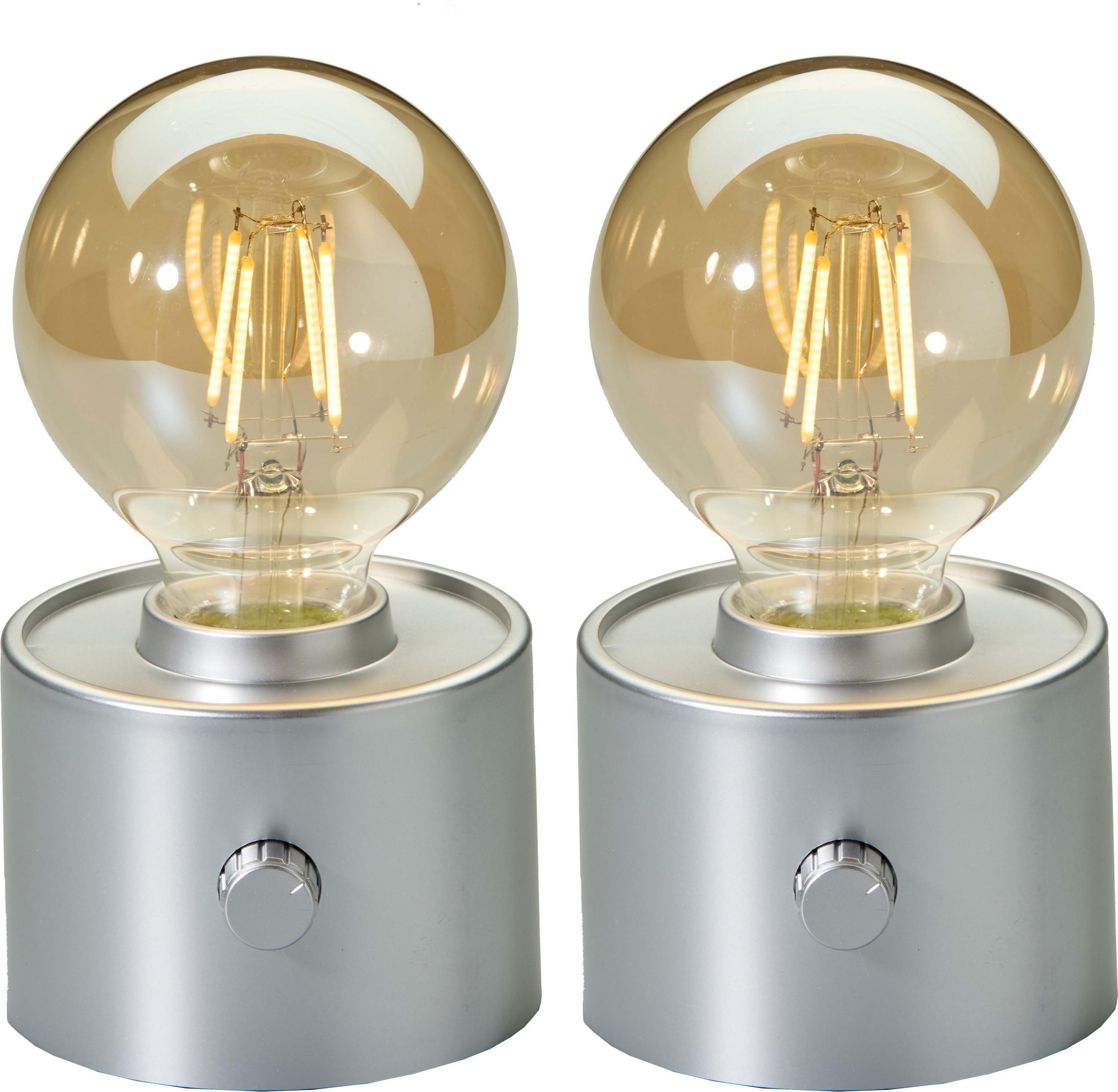 LED-TISCHLAMPE Vintage Edison dimmbar 10x9x16cm 2er-Set Silber matt - Silberfarben, Kunststoff (10/8.7/16cm) - Northpoint