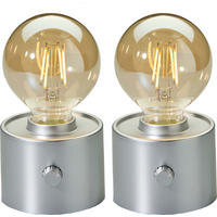 LED-TISCHLAMPE Vintage Edison dimmbar 10x9x16cm 2er-Set Silber matt - Silberfarben, Kunststoff (10/8.7/16cm) - Northpoint